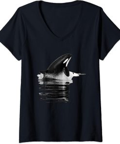 Womens Just A Girl Who Loves Orcas Killer Whales Sea Ocean V-Neck T-Shirt