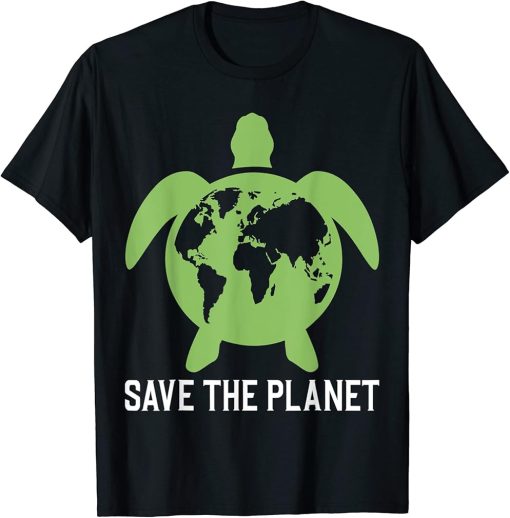 Save The Planet Earth Day Environment Turtle Recycle Ocean T-Shirt