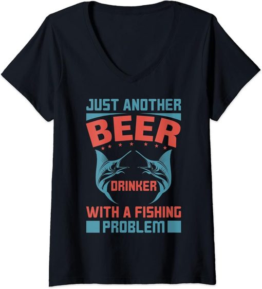 Womens Fishing Rods Lovers | Funny Fishing Sayings | Funny Fishing V-Neck T-Shirt