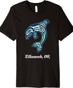 Blue Green Native American Tillamook OR Orca Killer Whale Premium T-Shirt