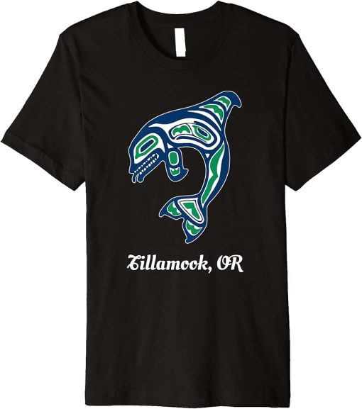 Blue Green Native American Tillamook OR Orca Killer Whale Premium T-Shirt