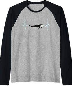 Funny Pun Orca Whale Heartbeat ECG Design Raglan Baseball Tee