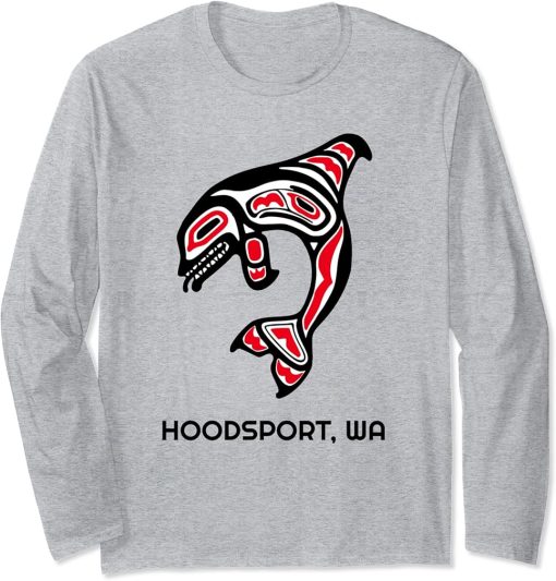 Hoodsport, Washington Native American Orca Killer Whales Long Sleeve T-Shirt